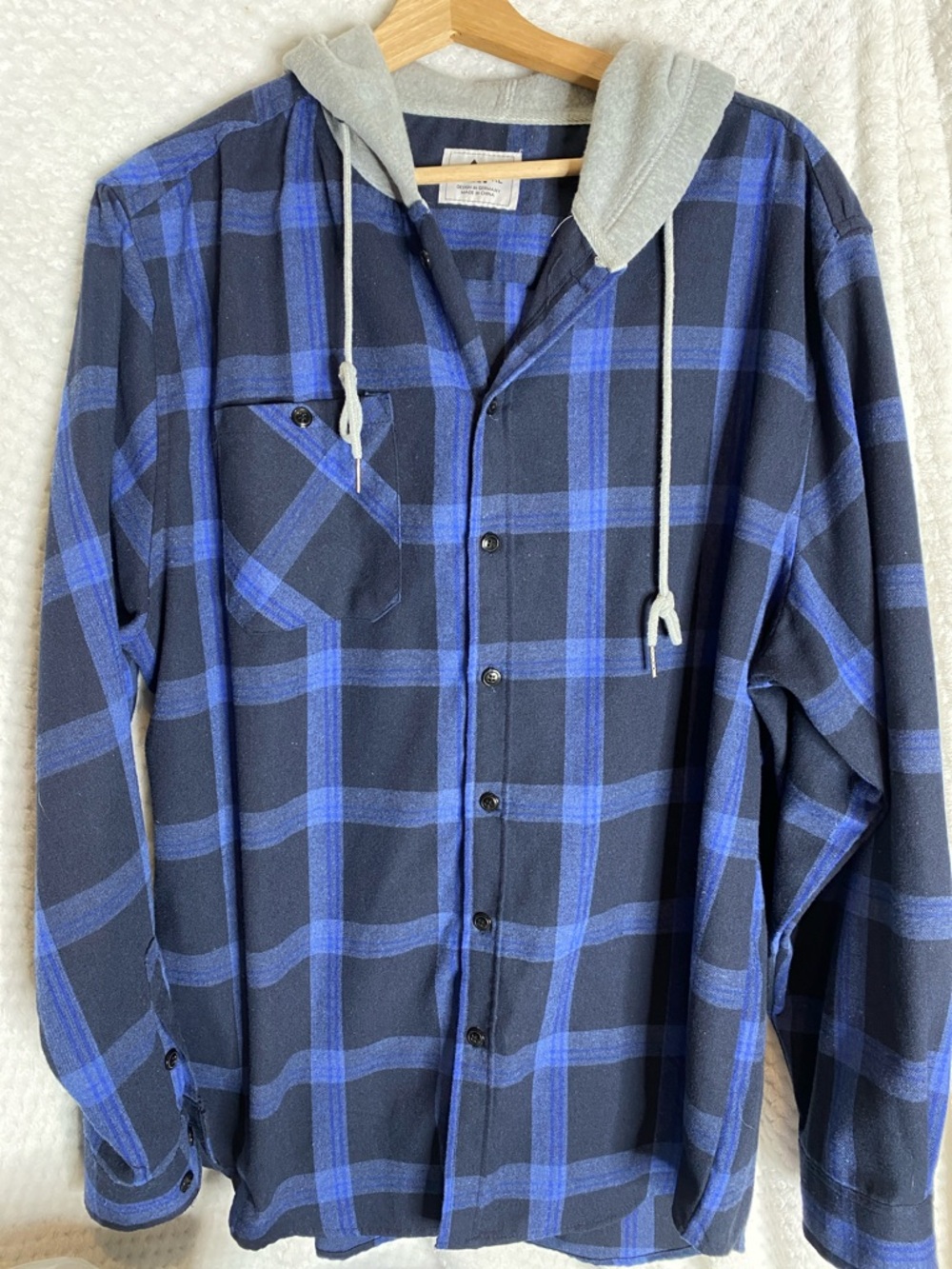 Speed your run Blue and Black Plaid Hooded Flannel Shirt